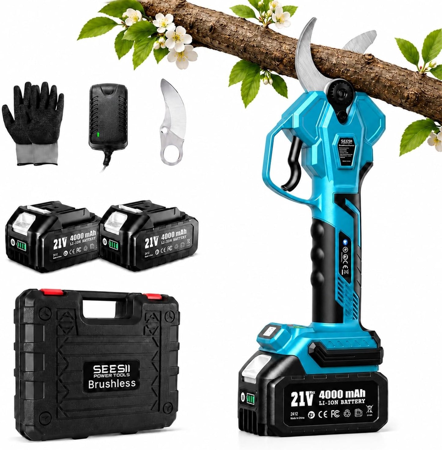 Electric Pruning Shears 4 Modes, 1.8” Cut Electric Pruners Cordless