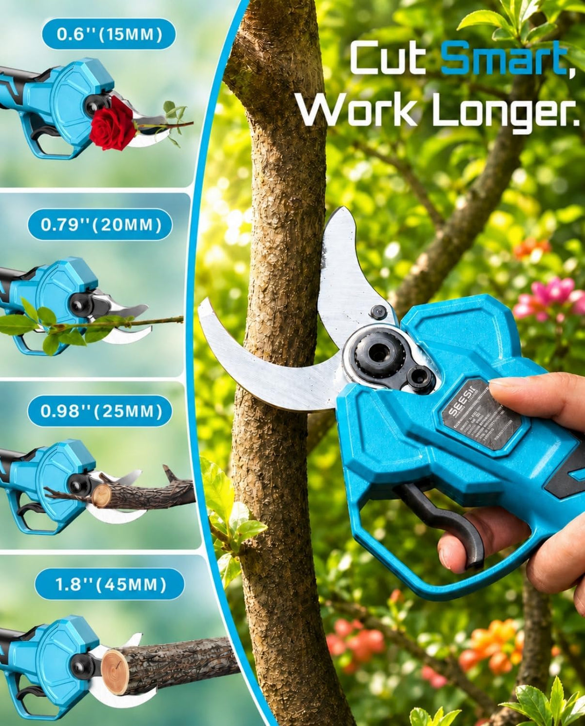 Electric Pruning Shears 4 Modes, 1.8” Cut Electric Pruners Cordless