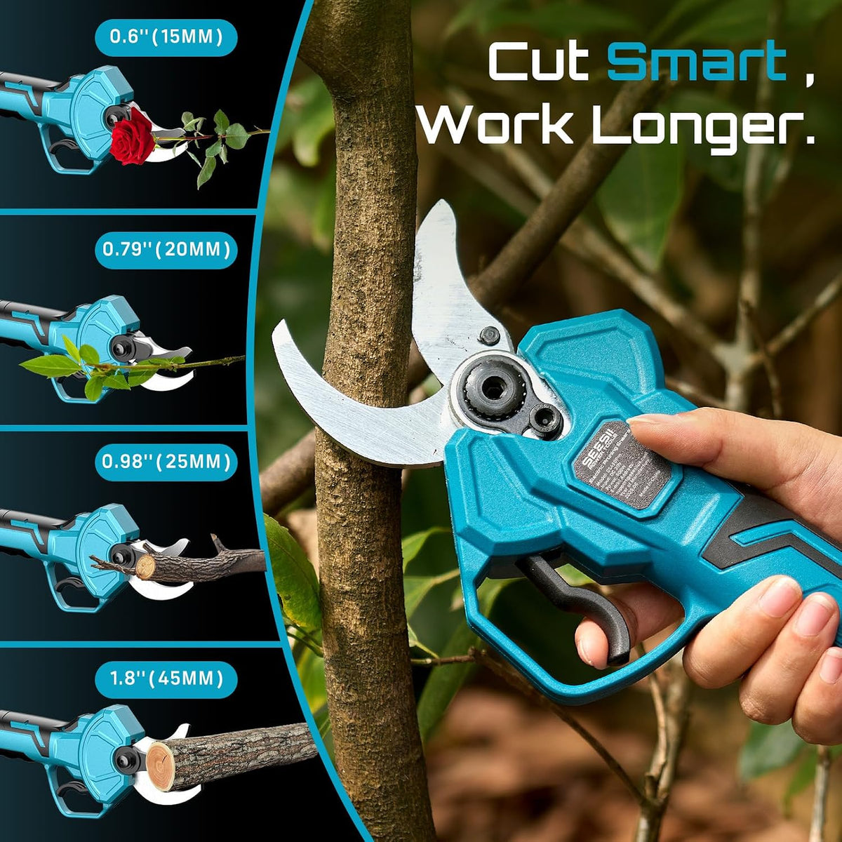 Electric Pruning Shears 4 Modes, 1.8” Cut Electric Pruners Cordless
