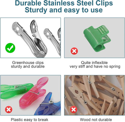 36 Pcs Garden Clips, Greenhouse Clamps, Stainless Steel Greenhouse Clips for Netting, Heavy Duty Row Cover Clips with a Strong Grip for Shade Cloth or Plant Cover on Gardening Hoops