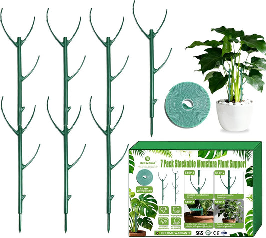 7pack Adjustable Plant Support Pole – Stackable Indoor/Outdoor Support Pole with Clamps, Suitable for Supporting Monstera and Climbing Plants, Garden Accessories, Perfect Replacement for Plant Stakes