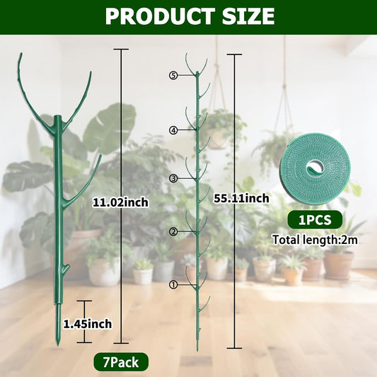 7pack Adjustable Plant Support Pole – Stackable Indoor/Outdoor Support Pole with Clamps, Suitable for Supporting Monstera and Climbing Plants, Garden Accessories, Perfect Replacement for Plant Stakes