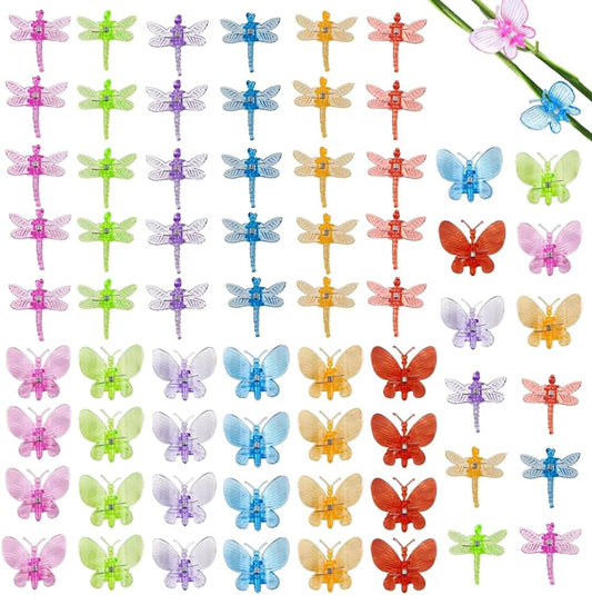 60 Pcs Plant Orchid Clips Kit Butterfly Vine Clips Dragonfly Orchid Support Clips Garden Plant Clips for Support Flower Vine Orchid, Mix Color