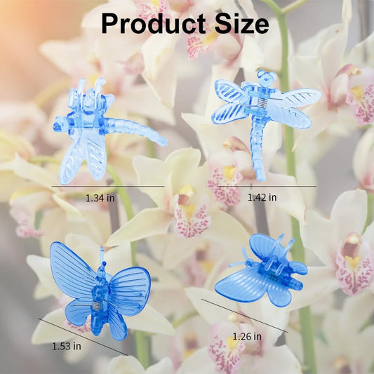 60 Pcs Plant Orchid Clips Kit Butterfly Vine Clips Dragonfly Orchid Support Clips Garden Plant Clips for Support Flower Vine Orchid, Mix Color