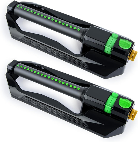 2 Pack Oscillating Sprinkler with Metal Base, Sprinklers for Yard