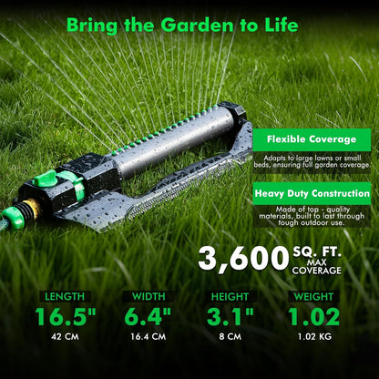 2 Pack Oscillating Sprinkler with Metal Base, Sprinklers for Yard