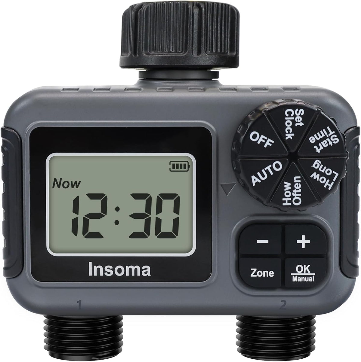 2-Zone Sprinkler Timer, Programmable Garden Hose Timer with Auto/Manual/Rain Delay Modes | Water-Saving Irrigation Controller for Lawn, Yard & Drip Systems | Waterproof Design & Easy Setup