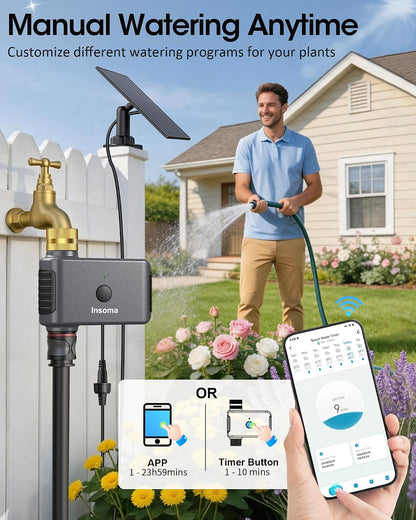 2-Zone Sprinkler Timer, Programmable Garden Hose Timer with Auto/Manual/Rain Delay Modes | Water-Saving Irrigation Controller for Lawn, Yard & Drip Systems | Waterproof Design & Easy Setup