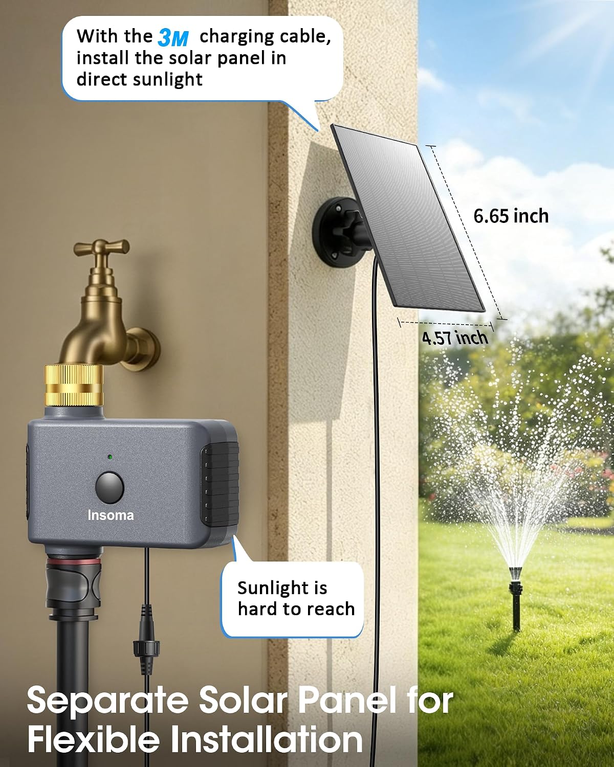 2-Zone Sprinkler Timer, Programmable Garden Hose Timer with Auto/Manual/Rain Delay Modes | Water-Saving Irrigation Controller for Lawn, Yard & Drip Systems | Waterproof Design & Easy Setup