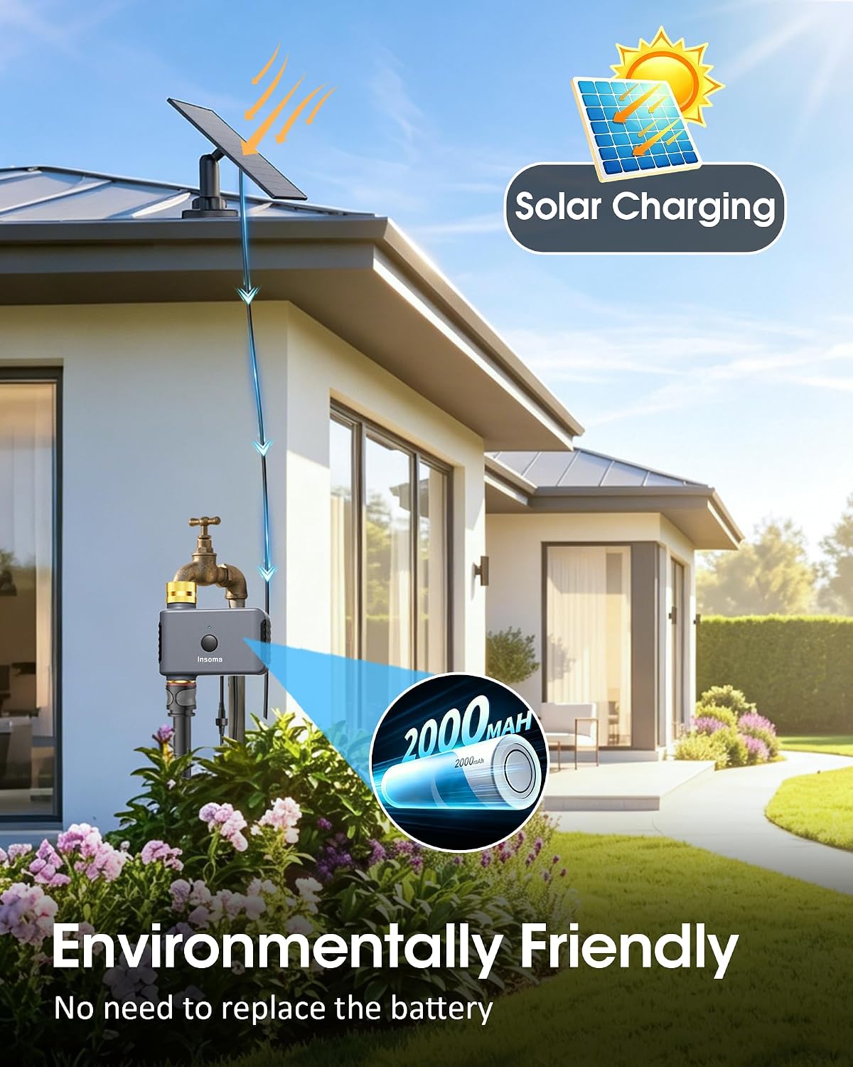 2-Zone Sprinkler Timer, Programmable Garden Hose Timer with Auto/Manual/Rain Delay Modes | Water-Saving Irrigation Controller for Lawn, Yard & Drip Systems | Waterproof Design & Easy Setup