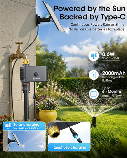2-Zone Sprinkler Timer, Programmable Garden Hose Timer with Auto/Manual/Rain Delay Modes | Water-Saving Irrigation Controller for Lawn, Yard & Drip Systems | Waterproof Design & Easy Setup