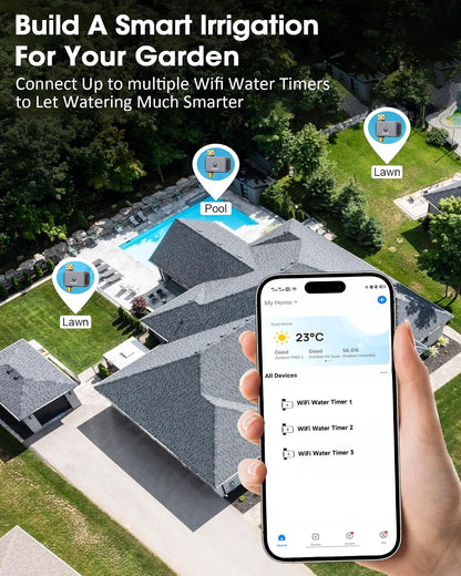 2-Zone Sprinkler Timer, Programmable Garden Hose Timer with Auto/Manual/Rain Delay Modes | Water-Saving Irrigation Controller for Lawn, Yard & Drip Systems | Waterproof Design & Easy Setup