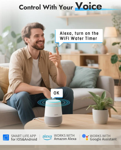 2-Zone Sprinkler Timer, Programmable Garden Hose Timer with Auto/Manual/Rain Delay Modes | Water-Saving Irrigation Controller for Lawn, Yard & Drip Systems | Waterproof Design & Easy Setup
