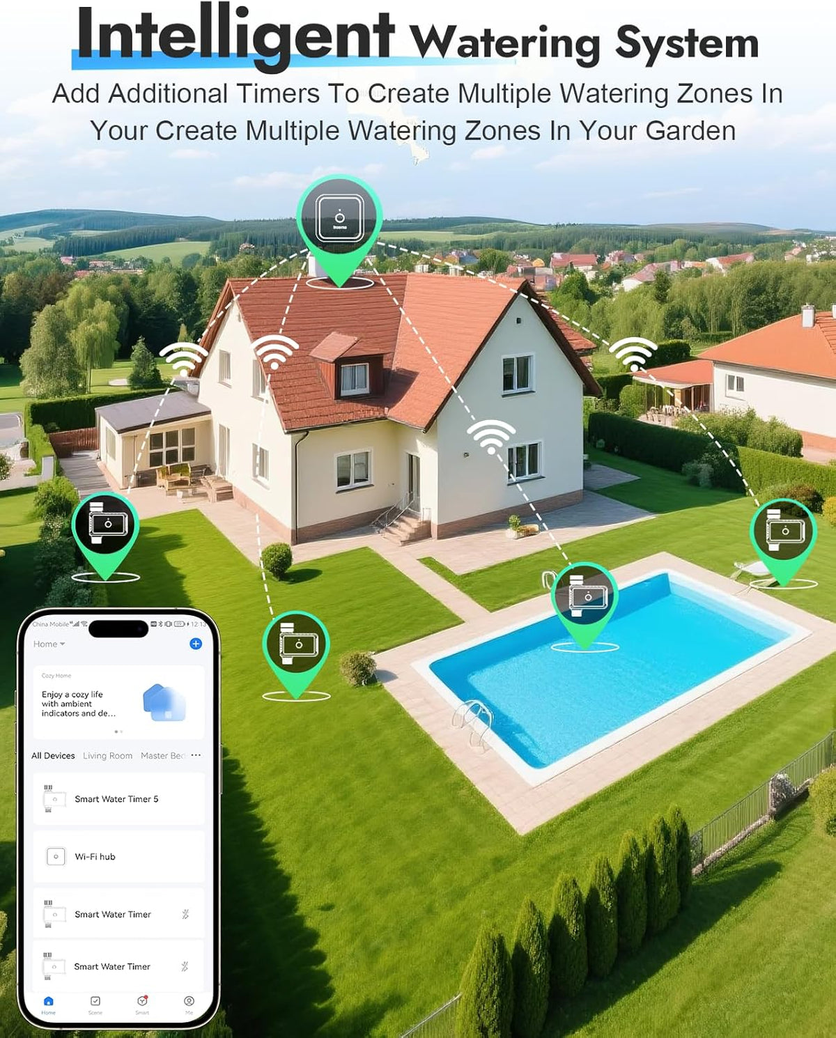 2-Zone Sprinkler Timer, Programmable Garden Hose Timer with Auto/Manual/Rain Delay Modes | Water-Saving Irrigation Controller for Lawn, Yard & Drip Systems | Waterproof Design & Easy Setup