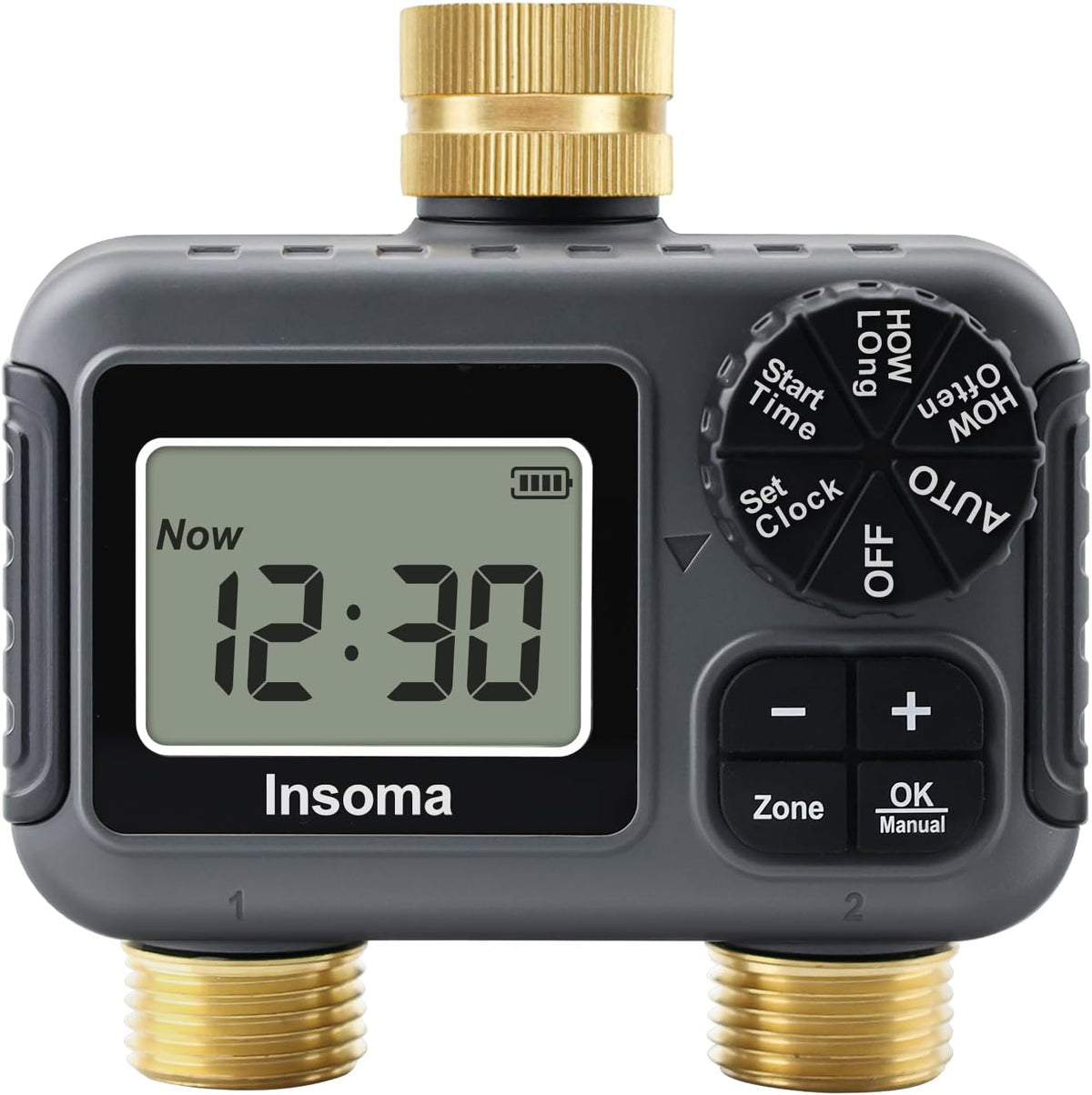 2-Zone Sprinkler Timer, Programmable Garden Hose Timer with Auto/Manual/Rain Delay Modes | Water-Saving Irrigation Controller for Lawn, Yard & Drip Systems | Waterproof Design & Easy Setup