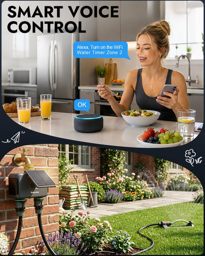 2-Zone Sprinkler Timer, Programmable Garden Hose Timer with Auto/Manual/Rain Delay Modes | Water-Saving Irrigation Controller for Lawn, Yard & Drip Systems | Waterproof Design & Easy Setup
