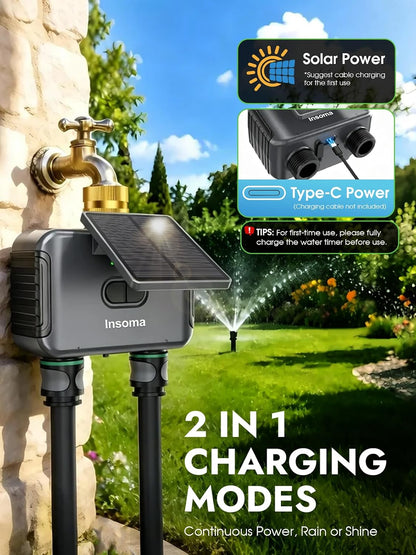 2-Zone Sprinkler Timer, Programmable Garden Hose Timer with Auto/Manual/Rain Delay Modes | Water-Saving Irrigation Controller for Lawn, Yard & Drip Systems | Waterproof Design & Easy Setup