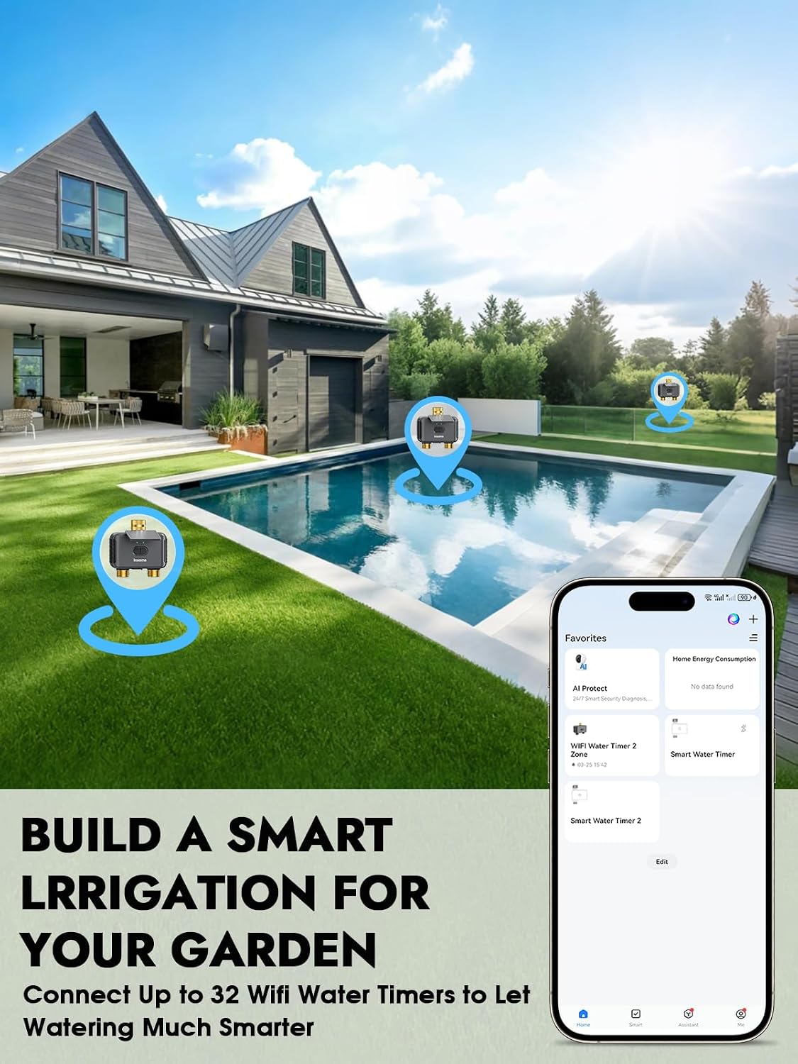 2-Zone Sprinkler Timer, Programmable Garden Hose Timer with Auto/Manual/Rain Delay Modes | Water-Saving Irrigation Controller for Lawn, Yard & Drip Systems | Waterproof Design & Easy Setup