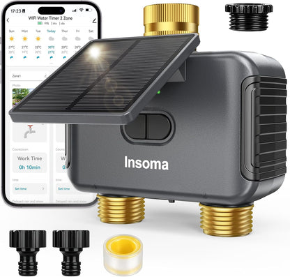 2-Zone Sprinkler Timer, Programmable Garden Hose Timer with Auto/Manual/Rain Delay Modes | Water-Saving Irrigation Controller for Lawn, Yard & Drip Systems | Waterproof Design & Easy Setup