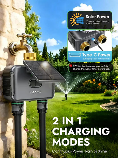 2-Zone Sprinkler Timer, Programmable Garden Hose Timer with Auto/Manual/Rain Delay Modes | Water-Saving Irrigation Controller for Lawn, Yard & Drip Systems | Waterproof Design & Easy Setup