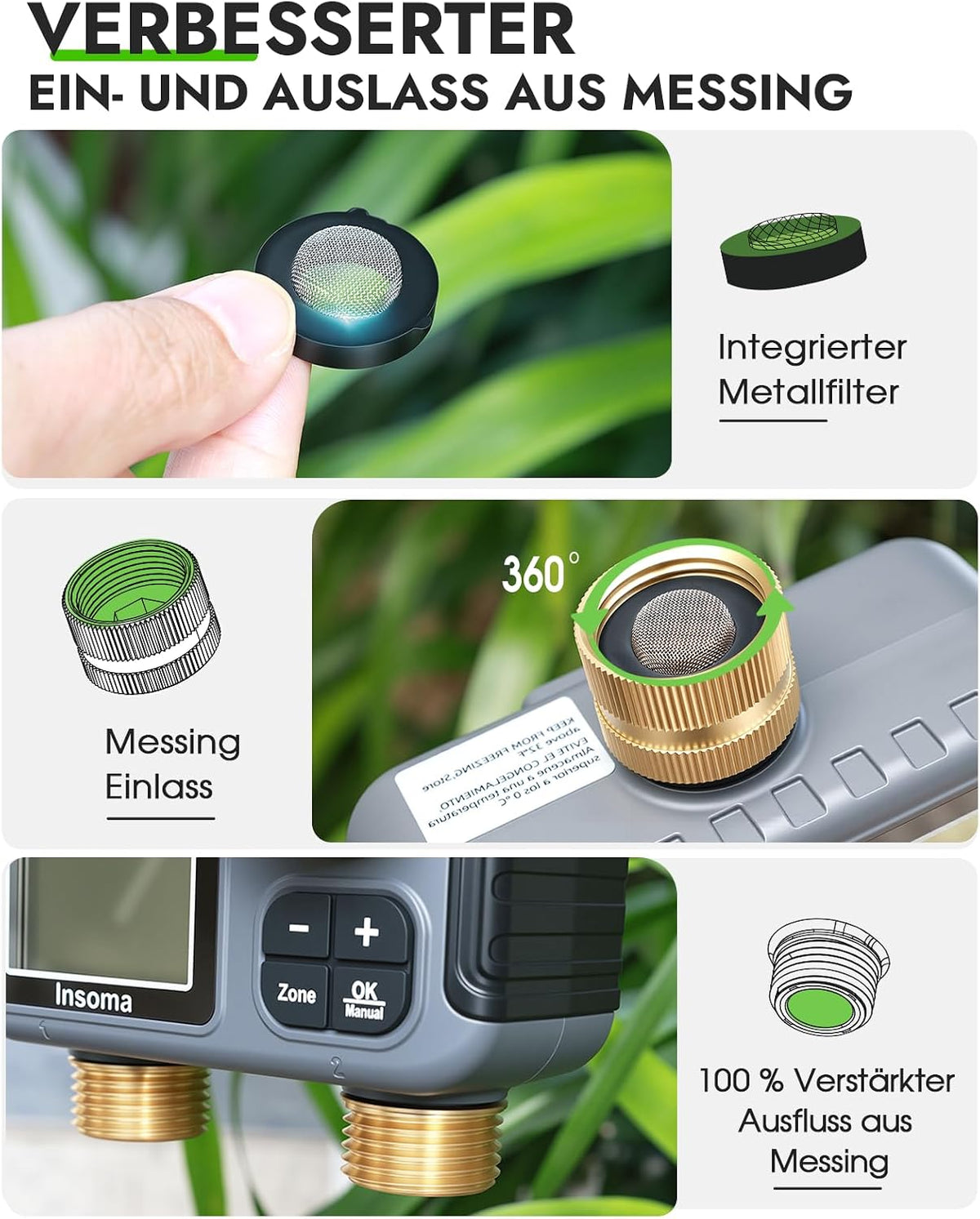2-Zone Sprinkler Timer, Programmable Garden Hose Timer with Auto/Manual/Rain Delay Modes | Water-Saving Irrigation Controller for Lawn, Yard & Drip Systems | Waterproof Design & Easy Setup