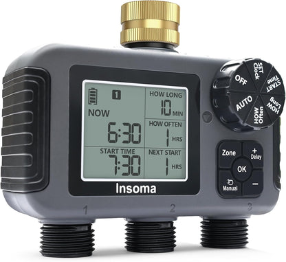 2-Zone Sprinkler Timer, Programmable Garden Hose Timer with Auto/Manual/Rain Delay Modes | Water-Saving Irrigation Controller for Lawn, Yard & Drip Systems | Waterproof Design & Easy Setup