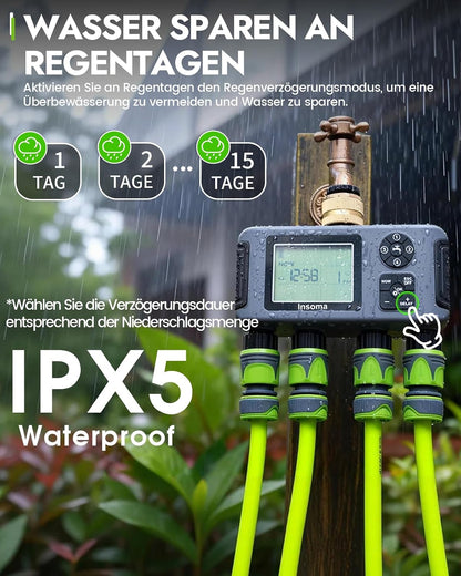 2-Zone Sprinkler Timer, Programmable Garden Hose Timer with Auto/Manual/Rain Delay Modes | Water-Saving Irrigation Controller for Lawn, Yard & Drip Systems | Waterproof Design & Easy Setup