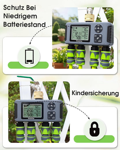 2-Zone Sprinkler Timer, Programmable Garden Hose Timer with Auto/Manual/Rain Delay Modes | Water-Saving Irrigation Controller for Lawn, Yard & Drip Systems | Waterproof Design & Easy Setup