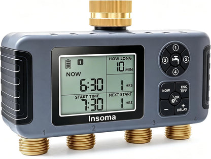 2-Zone Sprinkler Timer, Programmable Garden Hose Timer with Auto/Manual/Rain Delay Modes | Water-Saving Irrigation Controller for Lawn, Yard & Drip Systems | Waterproof Design & Easy Setup