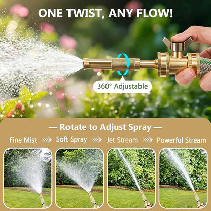 2 Set Garden Brass Hose Nozzle Kit, Heavy Duty Adjustable Dial Hoses Nozzle, Jet High Pressure Water Sprayer, Upgraded Wing Handle Hose Shut Off Valve, 3/4" GHT Connector, Extra 10 Rubber Washers