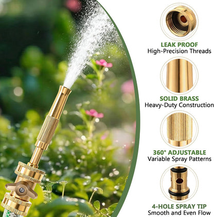 2 Set Garden Brass Hose Nozzle Kit, Heavy Duty Adjustable Dial Hoses Nozzle, Jet High Pressure Water Sprayer, Upgraded Wing Handle Hose Shut Off Valve, 3/4" GHT Connector, Extra 10 Rubber Washers