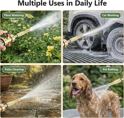 2 Set Garden Brass Hose Nozzle Kit, Heavy Duty Adjustable Dial Hoses Nozzle, Jet High Pressure Water Sprayer, Upgraded Wing Handle Hose Shut Off Valve, 3/4" GHT Connector, Extra 10 Rubber Washers