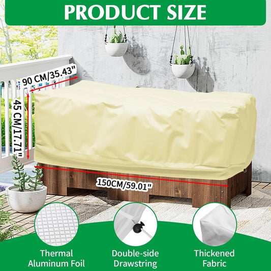 2 Pack 59" x 35" x 17" Upgraded Insulation Raised Garden Bed Cover with Thermal Aluminum Film Liner, Rectangular Plant Covers Freeze Protection Outdoor Winter Plants Frost Covers Blanket