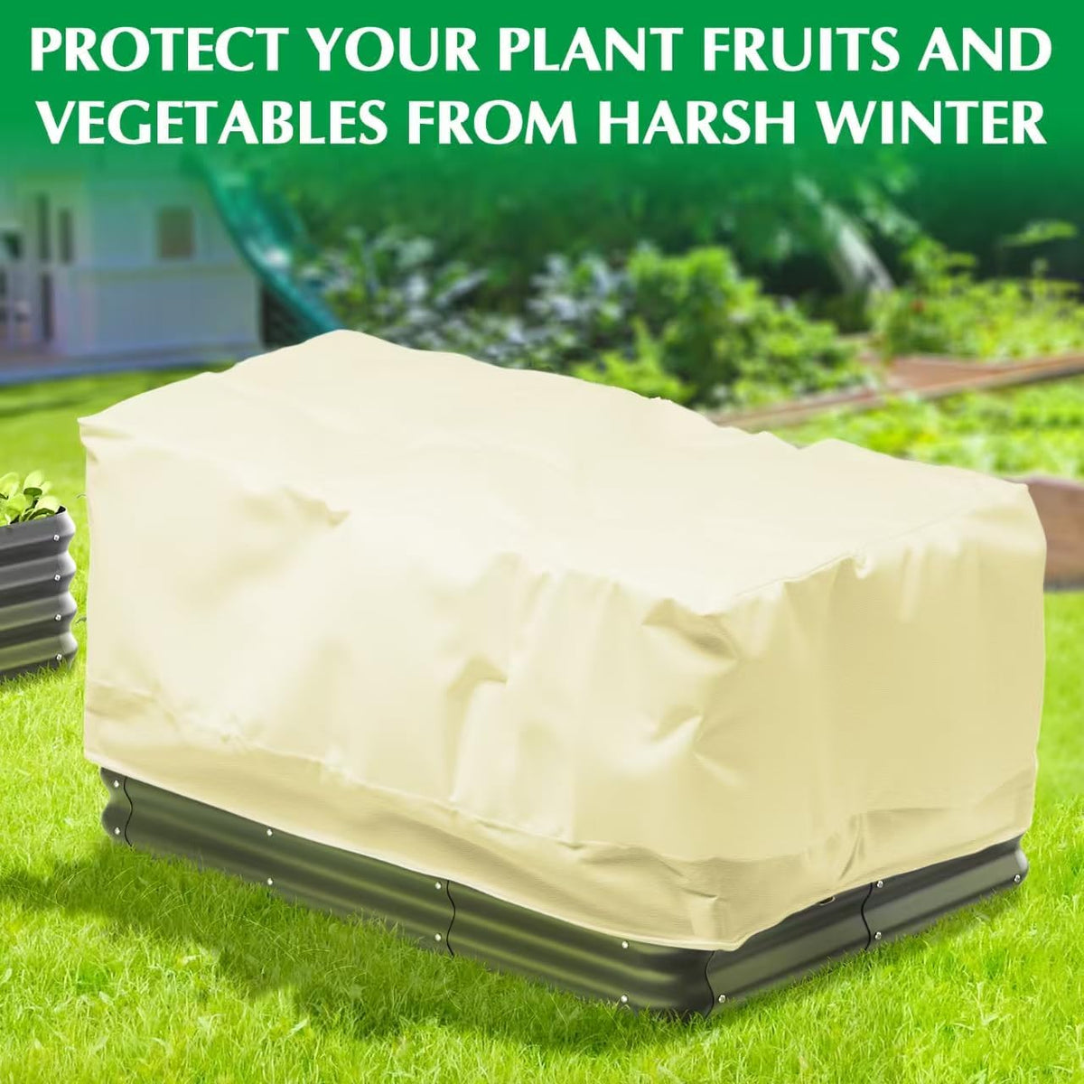 2 Pack 59" x 35" x 17" Upgraded Insulation Raised Garden Bed Cover with Thermal Aluminum Film Liner, Rectangular Plant Covers Freeze Protection Outdoor Winter Plants Frost Covers Blanket