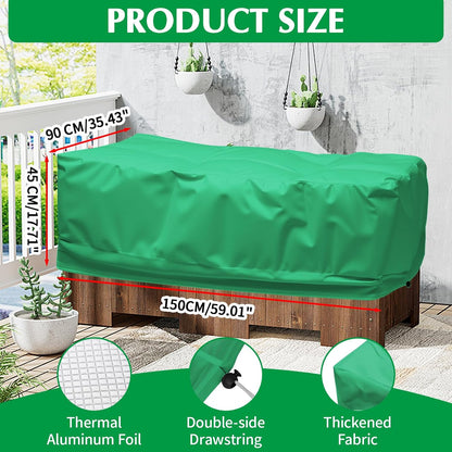 2 Pack 59" x 35" x 17" Upgraded Insulation Raised Garden Bed Cover with Thermal Aluminum Film Liner, Rectangular Plant Covers Freeze Protection Outdoor Winter Plants Frost Covers Blanket