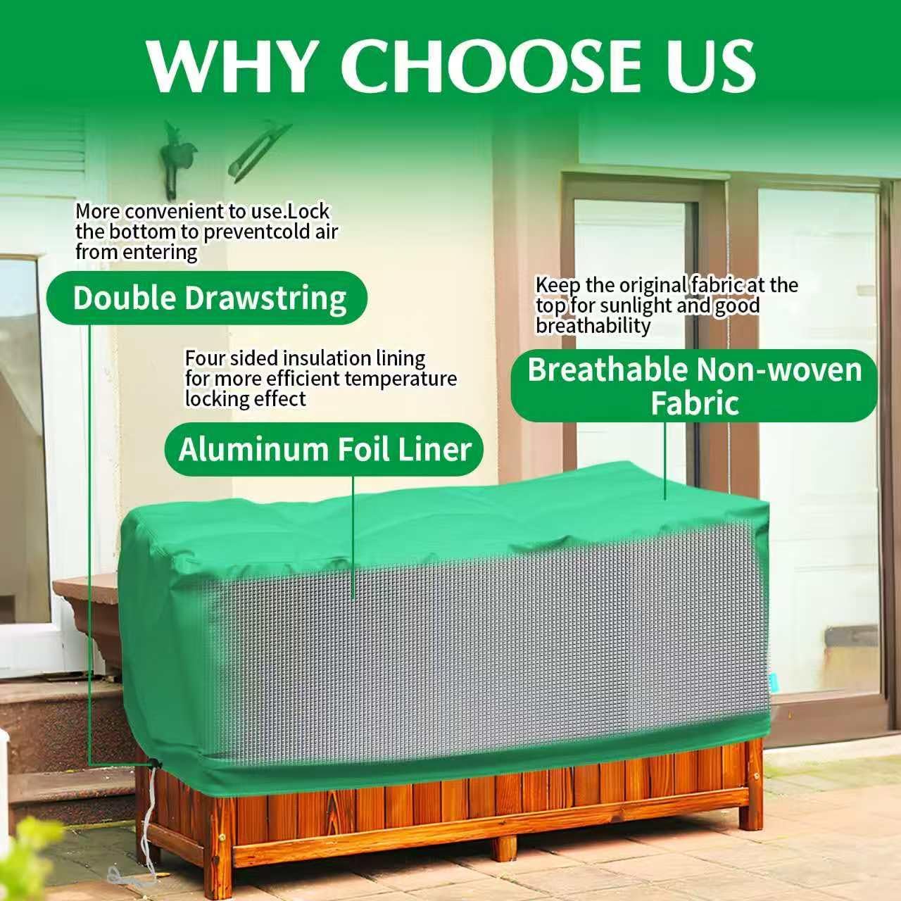 2 Pack 59" x 35" x 17" Upgraded Insulation Raised Garden Bed Cover with Thermal Aluminum Film Liner, Rectangular Plant Covers Freeze Protection Outdoor Winter Plants Frost Covers Blanket