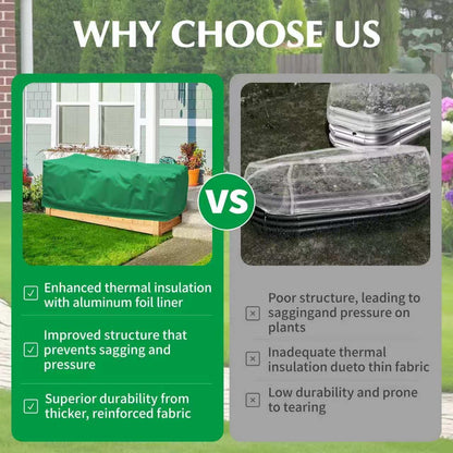 2 Pack 59" x 35" x 17" Upgraded Insulation Raised Garden Bed Cover with Thermal Aluminum Film Liner, Rectangular Plant Covers Freeze Protection Outdoor Winter Plants Frost Covers Blanket