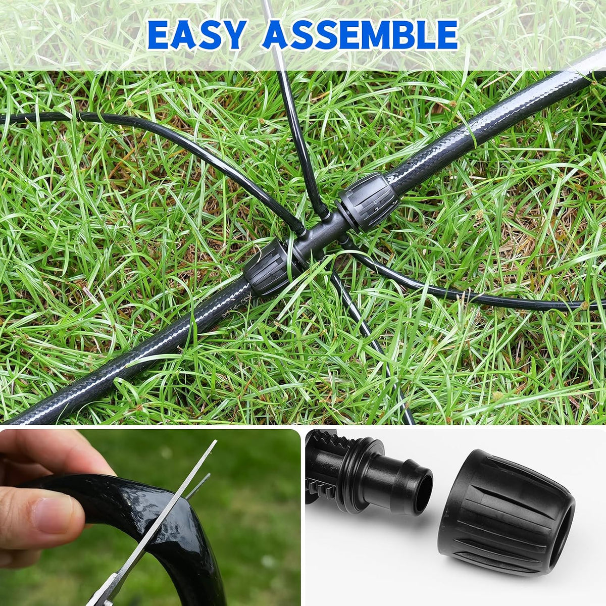 240FT Drip Irrigation System Kit, Automatic Garden Watering System for Plant, Greenhouse, Yard, Lawn, with 1/2 inch 1/4 inch Irrigation Tubing Hose and Accessories