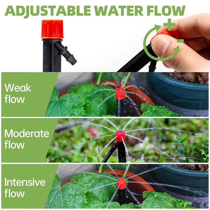 240FT Drip Irrigation System Kit, Automatic Garden Watering System for Plant, Greenhouse, Yard, Lawn, with 1/2 inch 1/4 inch Irrigation Tubing Hose and Accessories