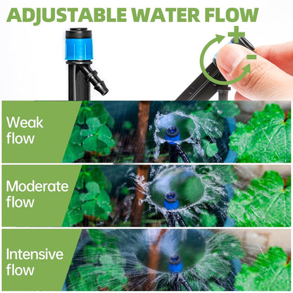 240FT Drip Irrigation System Kit, Automatic Garden Watering System for Plant, Greenhouse, Yard, Lawn, with 1/2 inch 1/4 inch Irrigation Tubing Hose and Accessories