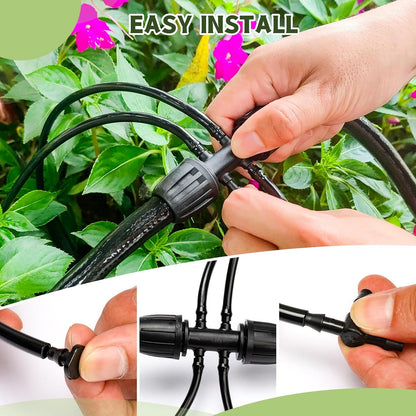240FT Drip Irrigation System Kit, Automatic Garden Watering System for Plant, Greenhouse, Yard, Lawn, with 1/2 inch 1/4 inch Irrigation Tubing Hose and Accessories