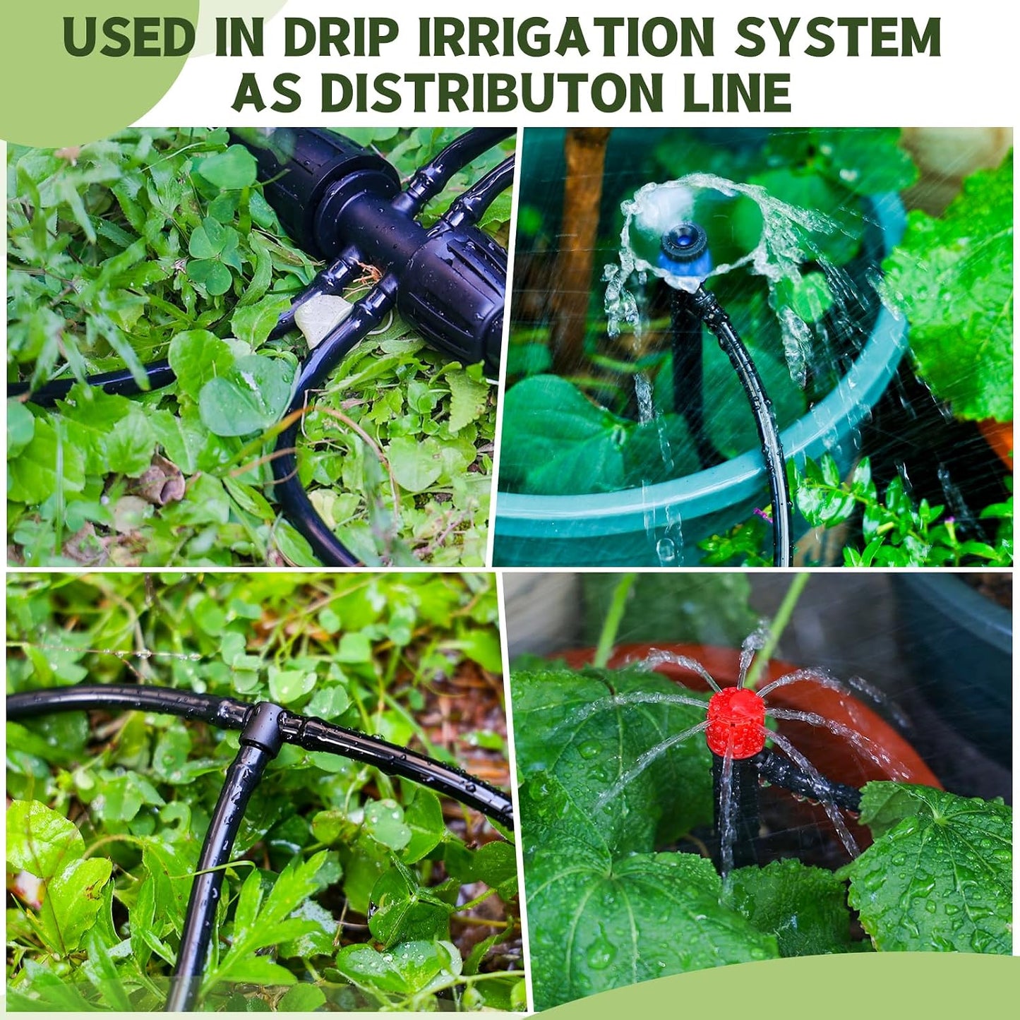 240FT Drip Irrigation System Kit, Automatic Garden Watering System for Plant, Greenhouse, Yard, Lawn, with 1/2 inch 1/4 inch Irrigation Tubing Hose and Accessories