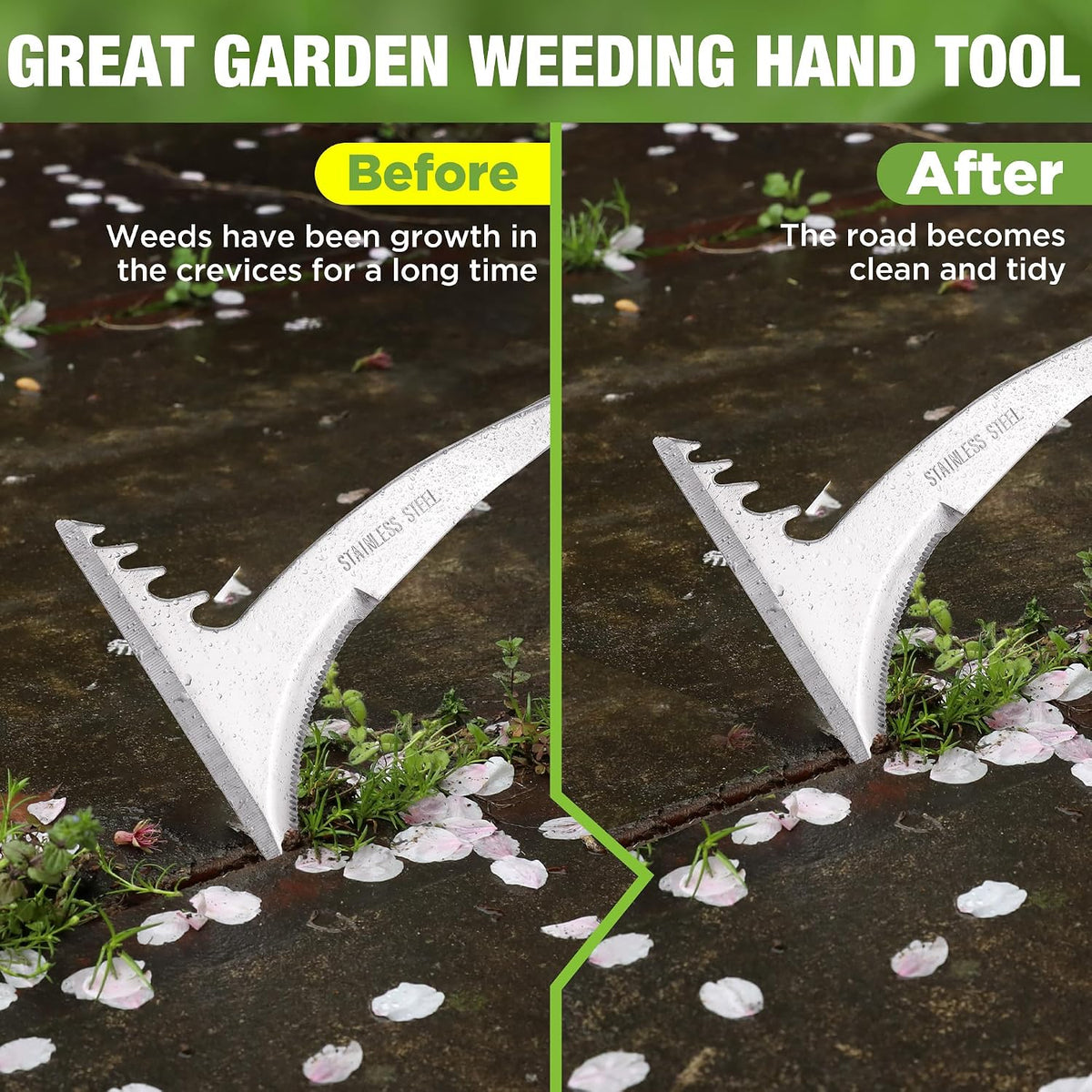 Crack Weeder, 12.5" Stainless Steel Crevice Weeding Tool