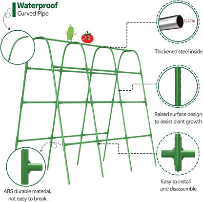 63" Tall Cucumber Trellis for Raised Garden Bed U-Frame Arch Tunnel Trellis Metal Tomato Cage Plant Support Stand for Peas,Bean,Grapes,Flowers,Vines Climbing Plants Outdoor