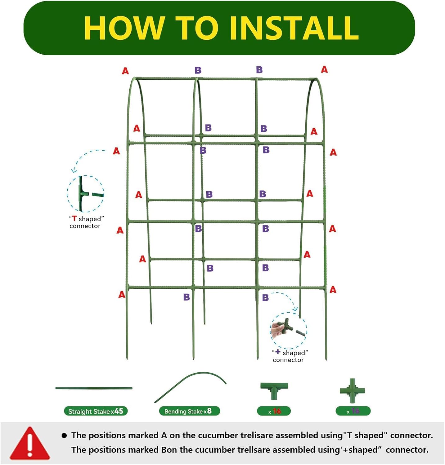 63" Tall Cucumber Trellis for Raised Garden Bed U-Frame Arch Tunnel Trellis Metal Tomato Cage Plant Support Stand for Peas,Bean,Grapes,Flowers,Vines Climbing Plants Outdoor