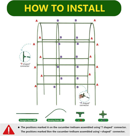 63" Tall Cucumber Trellis for Raised Garden Bed U-Frame Arch Tunnel Trellis Metal Tomato Cage Plant Support Stand for Peas,Bean,Grapes,Flowers,Vines Climbing Plants Outdoor