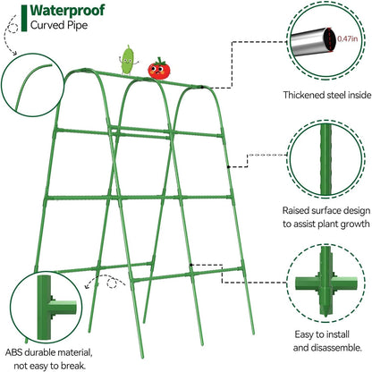 63" Tall Cucumber Trellis for Raised Garden Bed U-Frame Arch Tunnel Trellis Metal Tomato Cage Plant Support Stand for Peas,Bean,Grapes,Flowers,Vines Climbing Plants Outdoor