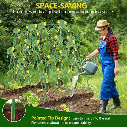 63" Tall Cucumber Trellis for Raised Garden Bed U-Frame Arch Tunnel Trellis Metal Tomato Cage Plant Support Stand for Peas,Bean,Grapes,Flowers,Vines Climbing Plants Outdoor