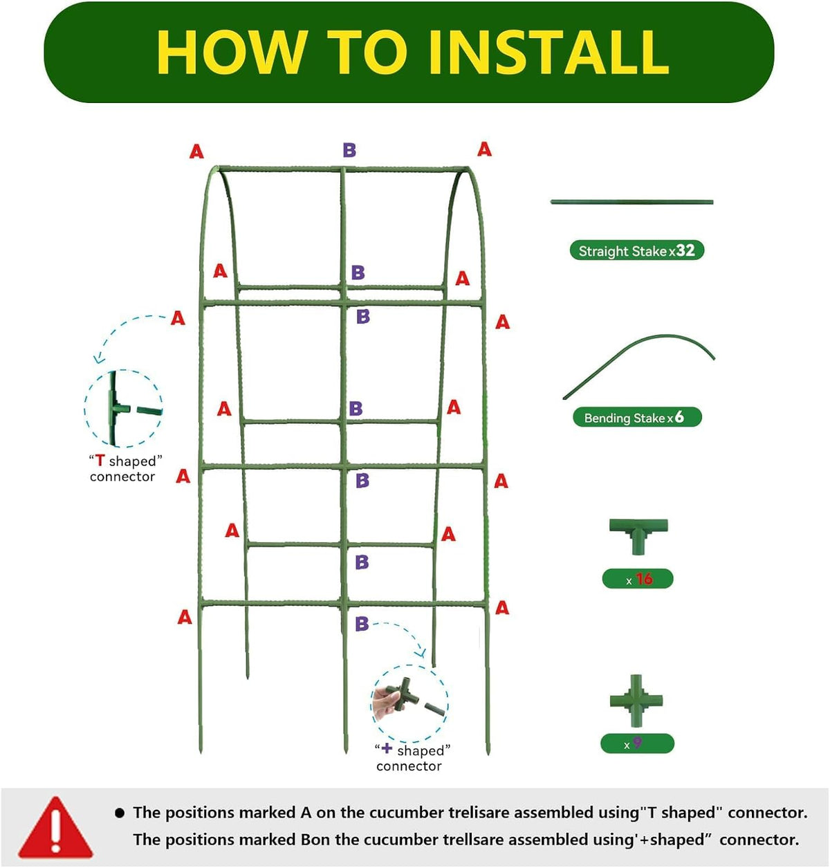 63" Tall Cucumber Trellis for Raised Garden Bed U-Frame Arch Tunnel Trellis Metal Tomato Cage Plant Support Stand for Peas,Bean,Grapes,Flowers,Vines Climbing Plants Outdoor