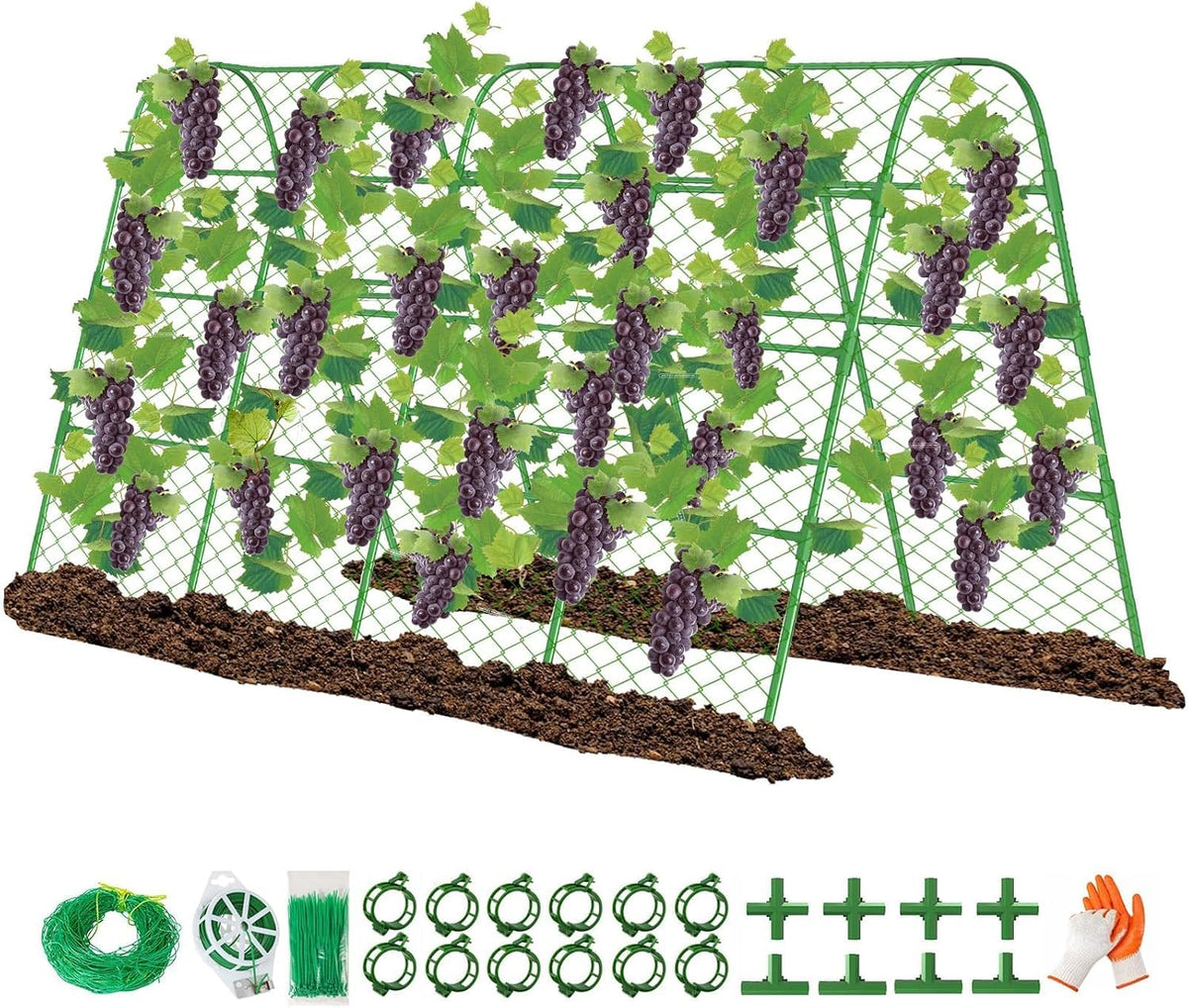 63" Tall Cucumber Trellis for Raised Garden Bed U-Frame Arch Tunnel Trellis Metal Tomato Cage Plant Support Stand for Peas,Bean,Grapes,Flowers,Vines Climbing Plants Outdoor